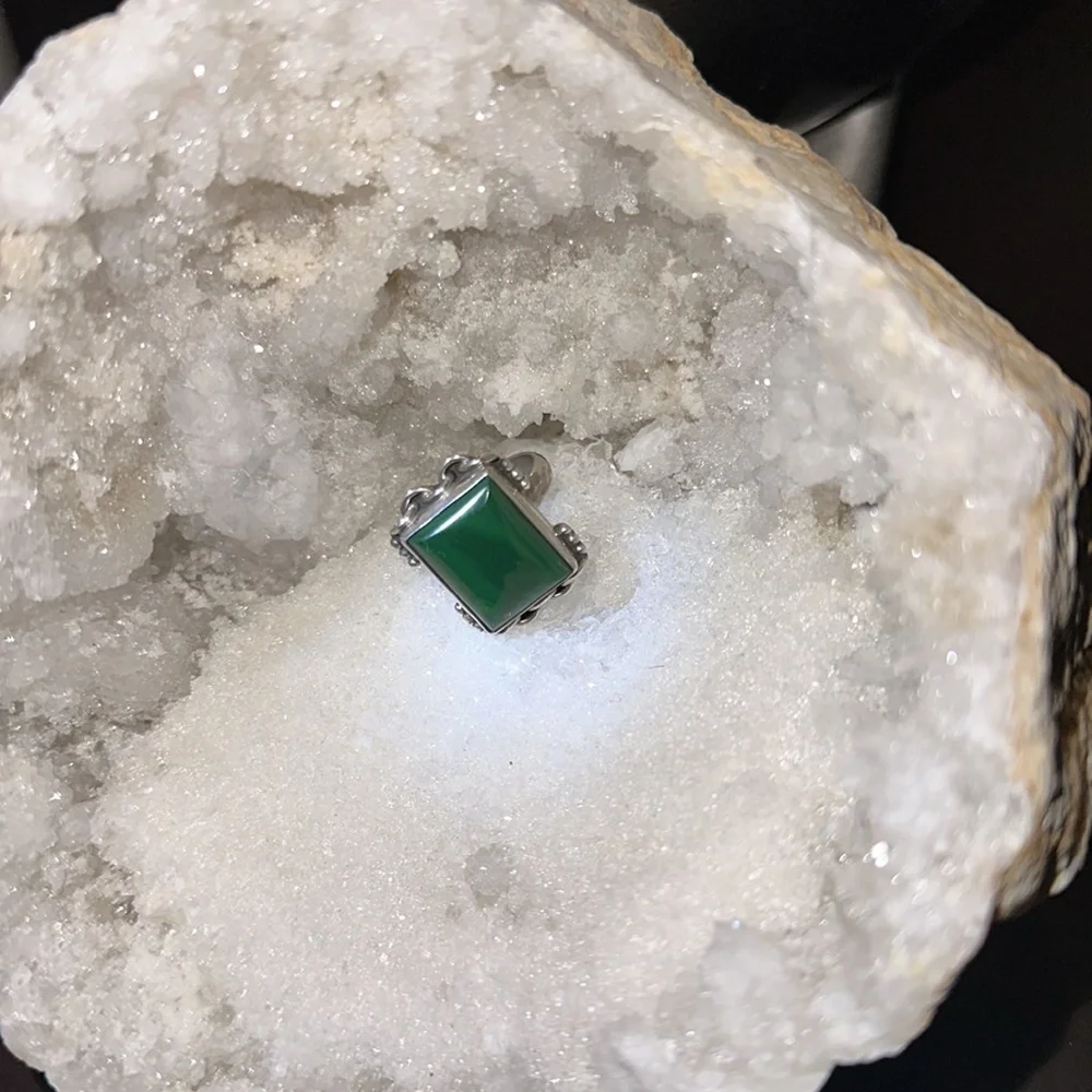 Silver malachite ring - Picture 7 of 8